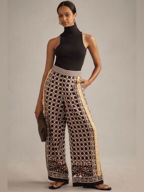 Anthropologie x Ranna Gill Printed Linen Wide-Leg Pants, NWT